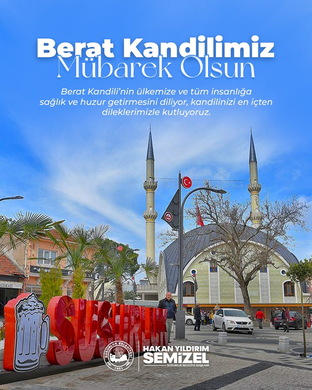 Susurluk Belediyesi'nden Berat Kandili Mesajı: Huzur ve Barış Temennisi