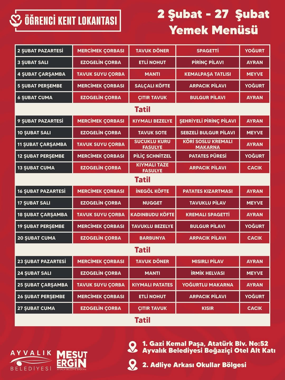 Ayvalık'ta Öğrencilere Sağlıklı ve Uygun Fiyatlı Yemek Hizmeti