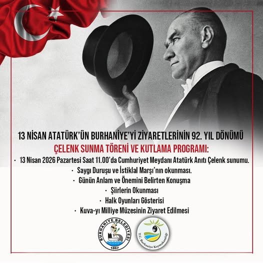 Burhaniye'de Atatürk'ün Ziyaretinin 92. Yıl Dönümü Töreni