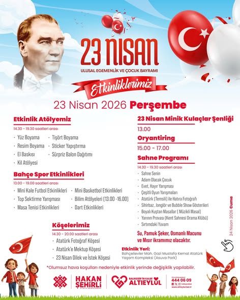 Altıeylül'de 23 Nisan Coşkusu: Çocuklar İçin 3 Günlük Dopdolu Program