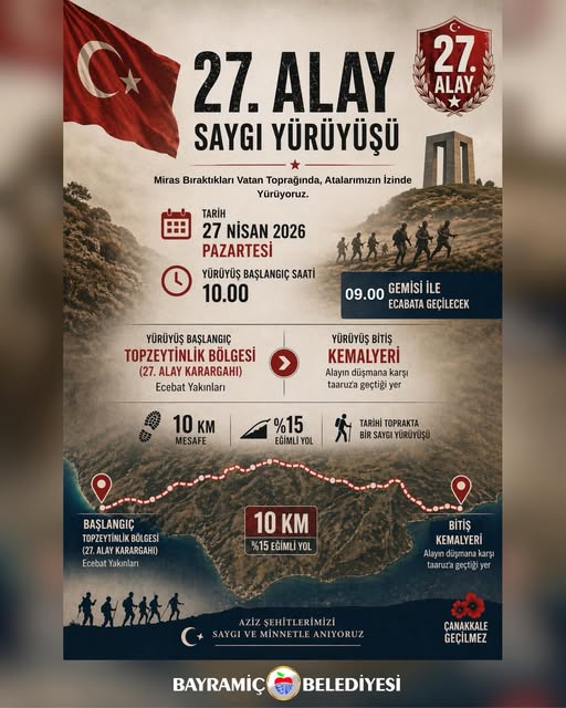 Bayramiç'te 27 Alay Saygı Yürüyüşü için Kayıtlar Başladı