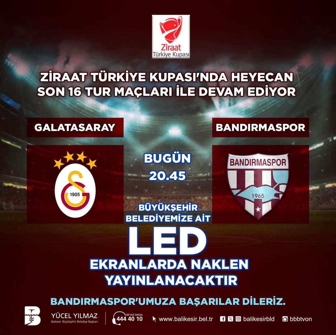 Bandırmaspor ile Galatasaray arasında heyecan dorukta!