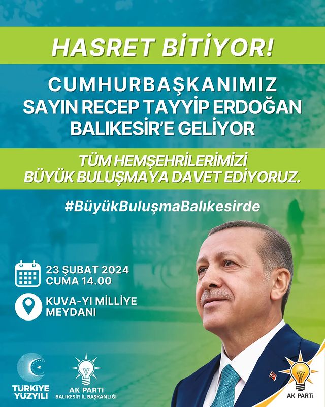Cumhurbaşkanı Erdoğan, Balıkesir'de muhteşem bir buluşmaya katılacak!