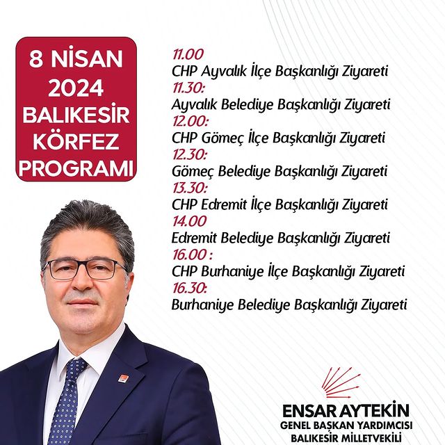 CHP Balıkesir Milletvekili Ensar Aytekin, Körfez bölgesinde yerel örgütlerle buluşuyor.
