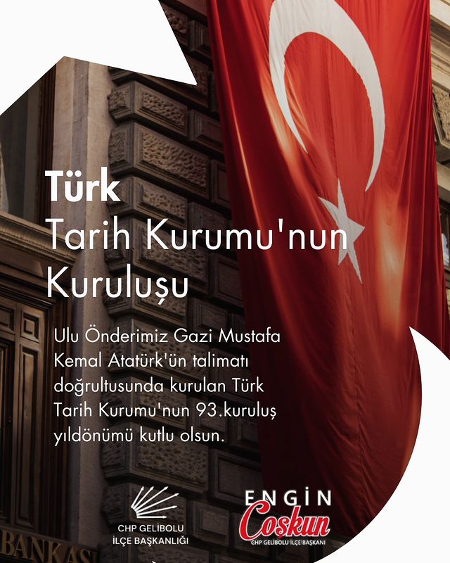 CHP Gelibolu İlçe Başkanlığı, Türk Tarih Kurumu'nu Tebrik Etti