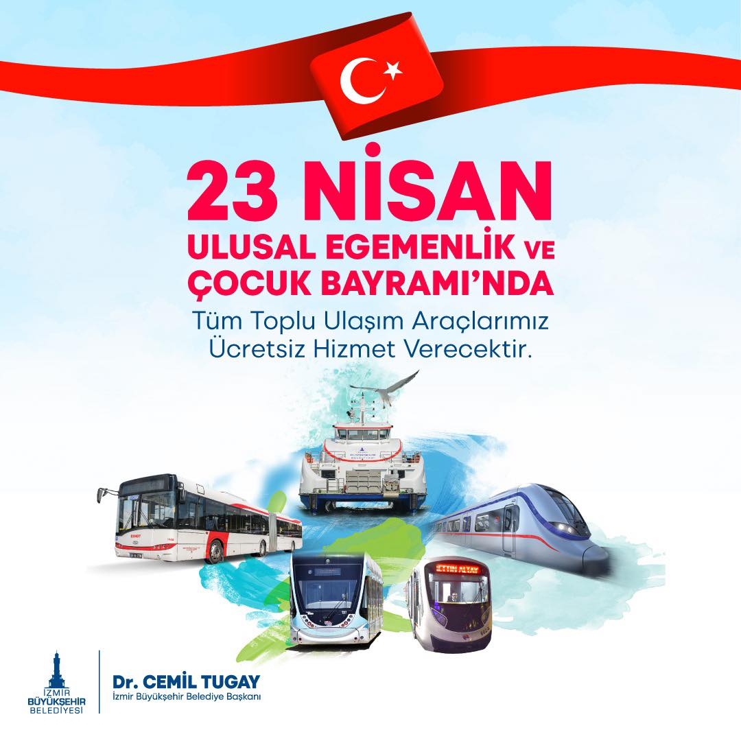 İzmir Belediyesi, 23 Nisan'da Ücretsiz Ulaşım İmkanı Sunacak