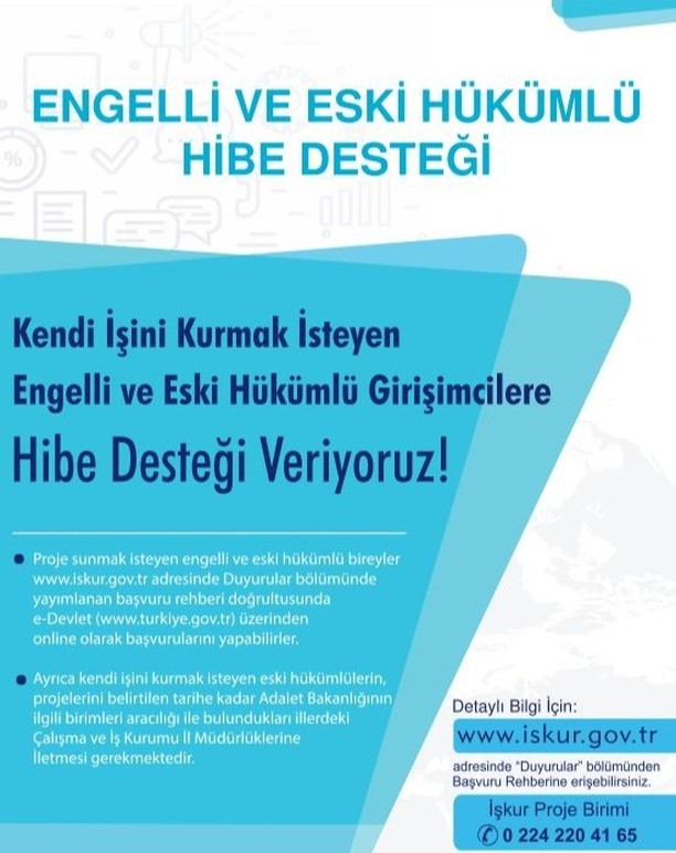 Bursa'da Engelli ve Eski Hükümlülere İş Kurma Fırsatı