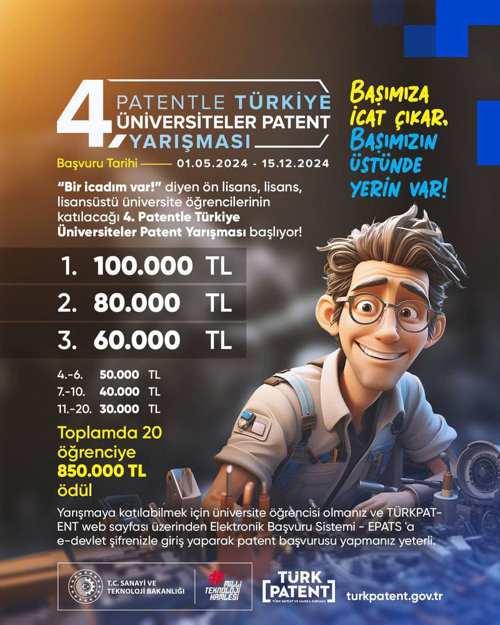 Üniversite Öğrencileri İçin Büyük Fırsat: 4. Patentle Türkiye Yarışması Başlıyor!