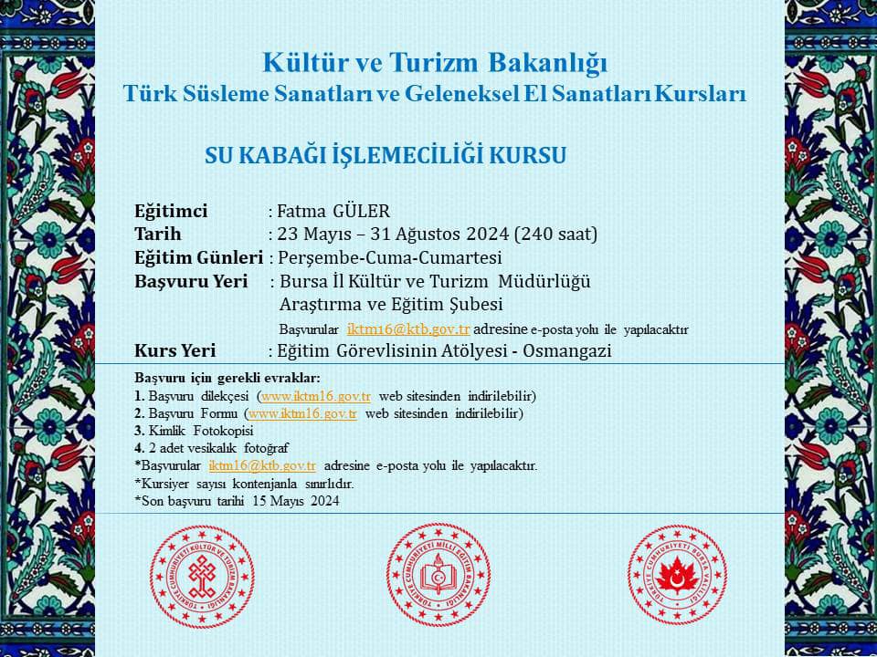 Geleneksel Türk Süsleme Sanatlarına Yolculuk: Kurs Kayıtları Başladı!
