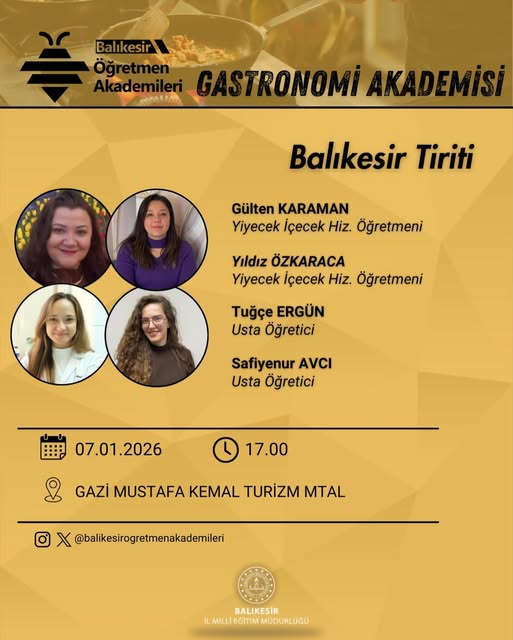 Balıkesir'de Öğretmenlere Yönelik Gastronomi Akademisi Düzenlendi