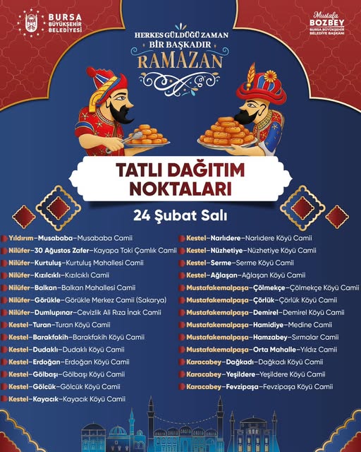 Bursa'da Ramazan Coşkusu: Teravih Sonrası Tatlı İkramı