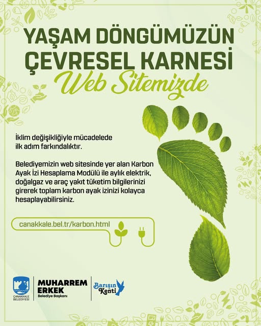 Çanakkale Belediyesi Vatandaşlar İçin Karbon Ayak İzi Hesaplama Modülü Yayınladı