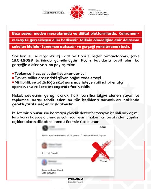 İçişleri'nden Kahramanmaraş Açıklaması: Fail 16 Nisan'da Gömüldü