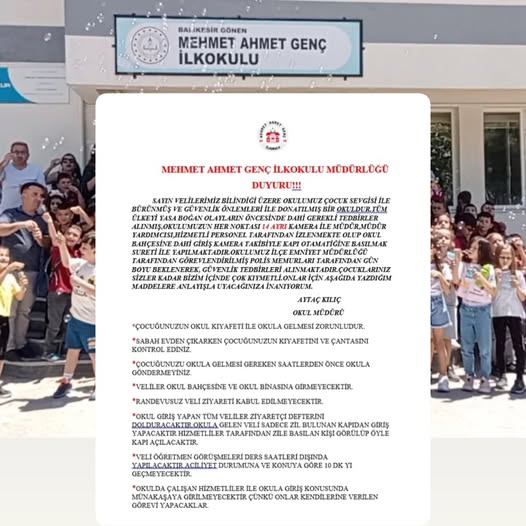 Gönen'de İlkokulda Veli Kuralları Değişti: Okula Giriş Prosedürleri Sıkılaştırıldı