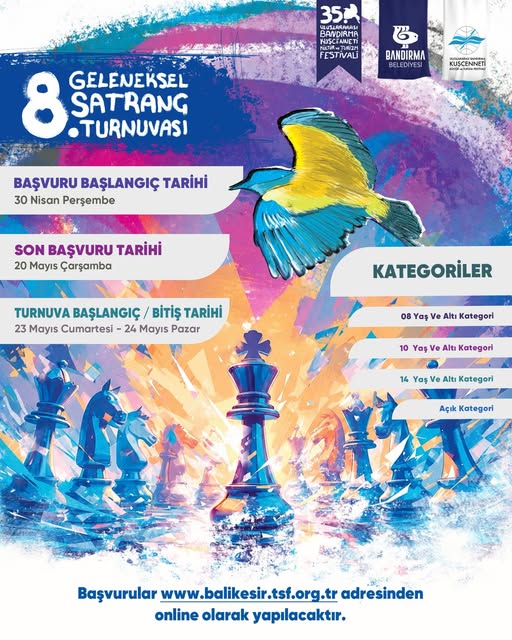 Bandırma'da Zeka ve Strateji Buluşması: 8. Geleneksel Satranç Turnuvası Başvuruları Başladı