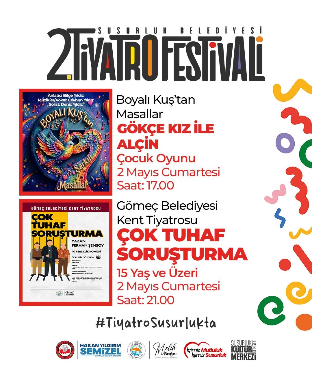 Susurluk'ta Bugün Çocuk ve Yetişkin Tiyatroları: Ücretsiz Gösteriler