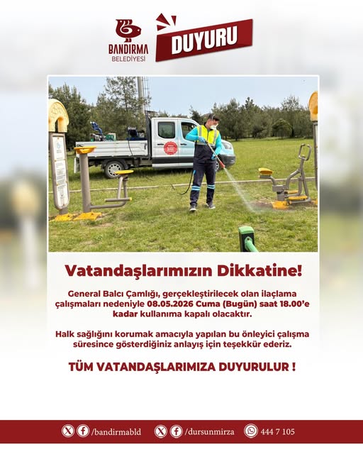 Bandırma'da General Balcı Çamlığı Bugün 18:00'e Kadar Kapalı