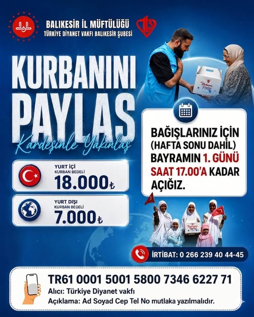 Balıkesir'de Vekaletle Kurban Bağışı Başladı: 2026 Kurban Bayramı İçin Son Tarih Ne Zaman?