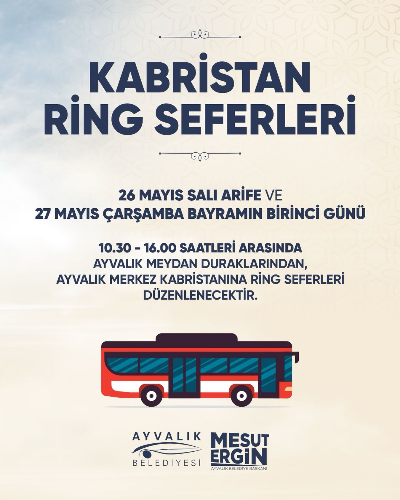Ayvalık'ta Bayramda Ücretsiz Kabristan Ring Seferleri