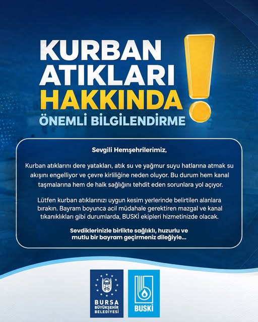 Bursa'da Kurban Atıkları İçin Kritik Uyarı: Dere Yataklarına Atmayın!