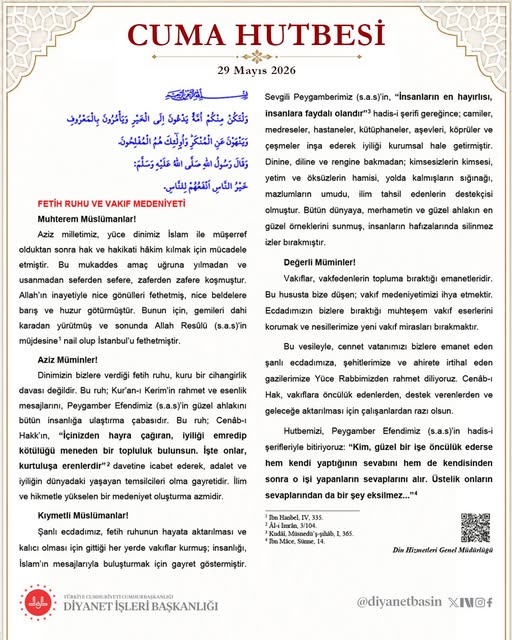 Bandırma'da Cuma Hutbesi: Fetih Ruhu ve Vakıf Medeniyeti