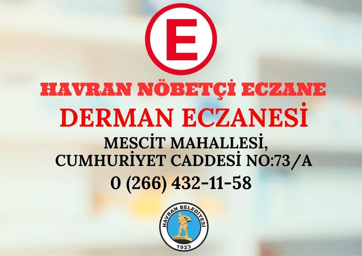 Havran'da Bugün Nöbetçi Eczane: Derman Eczanesi