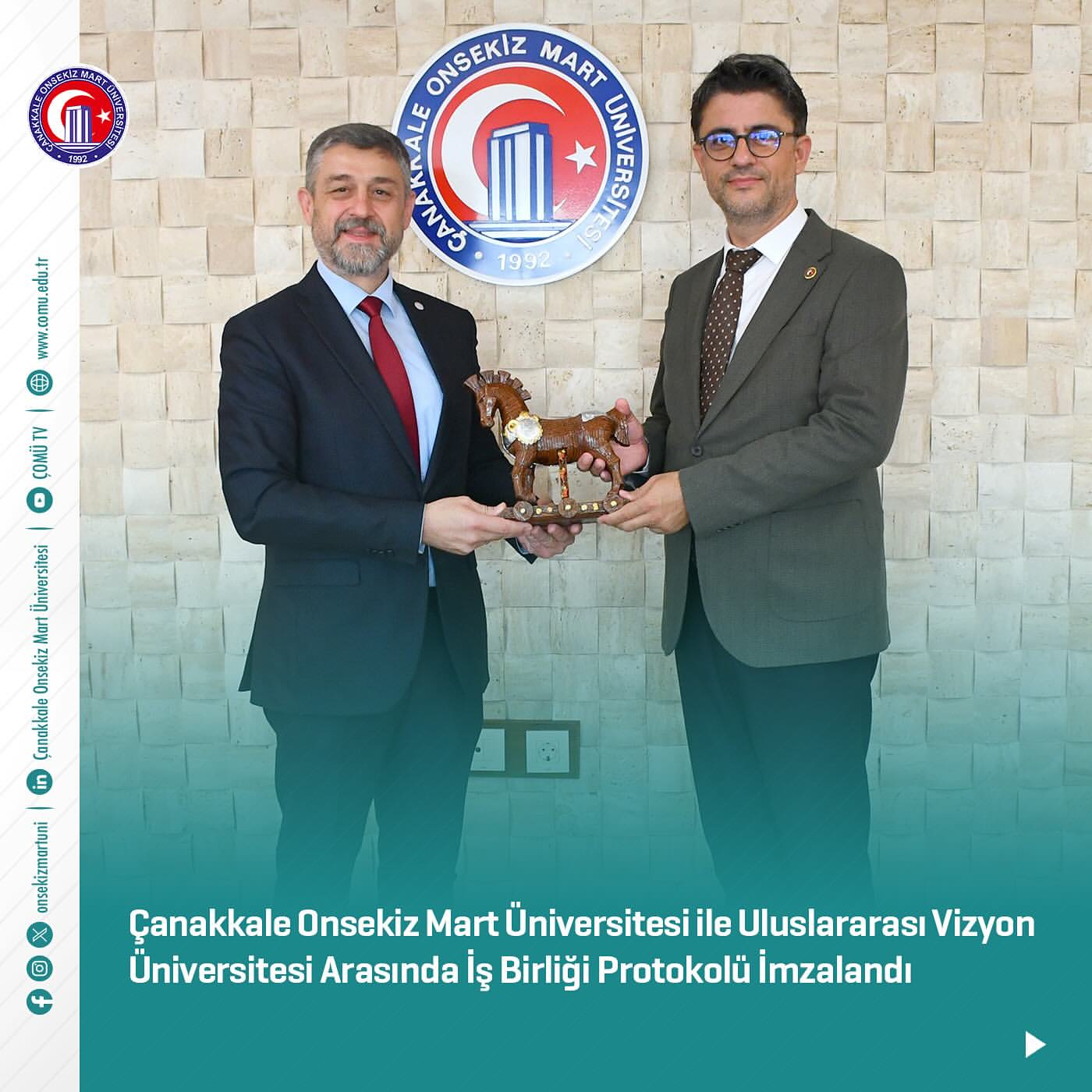 Çanakkale Onsekiz Mart Üniversitesi ile Uluslararası Vizyon Üniversitesi Arasında İş Birliği Protokolü İmzalandı