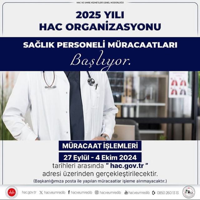 2025 Yılı Hac Organizasyonu İçin Sağlık Personeli Müracaatları Başladı