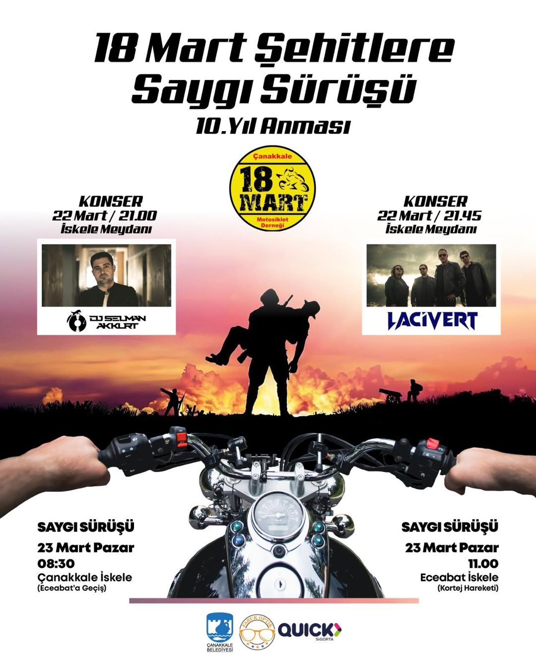 Çanakkale'de Şehitlere Saygı Sürüşü ve Konser Etkinlikleri Düzenlenecek