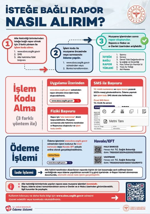 Balıkesir İl Sağlık Müdürlüğü: İsteğe Bağlı Rapor Alma Yöntemleri