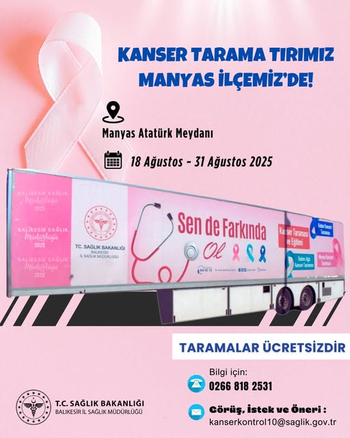 Balıkesir'de Ücretsiz Kanser Tarama Tırı Hizmeti Başladı