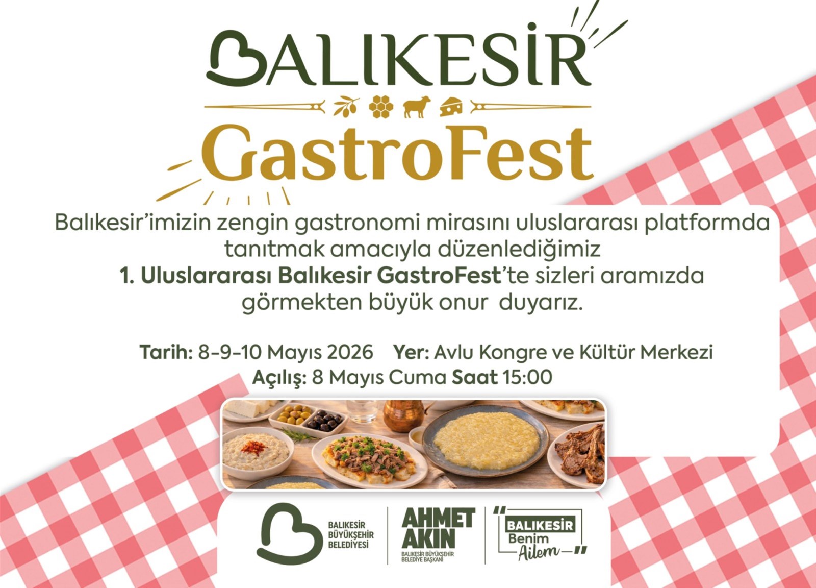  1. Uluslararası Balıkesir Gastronomi Festivali kapılarını açıyor
