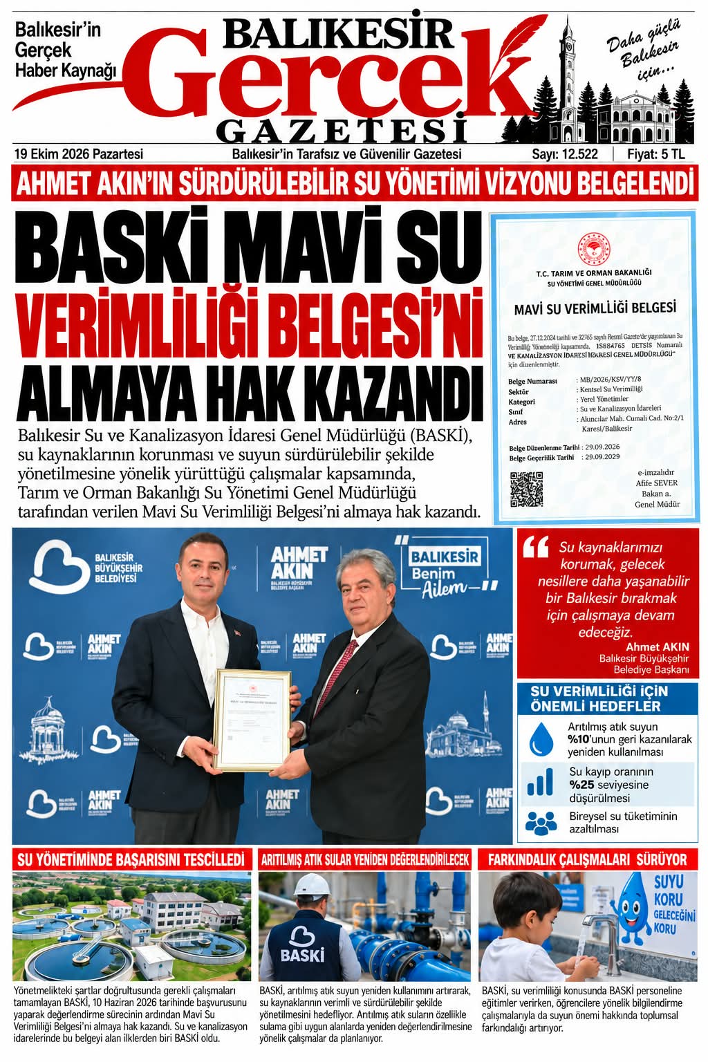 Ahmet Akın’ın Sürdürülebilir Su Yönetimi Vizyonu Belgelendi