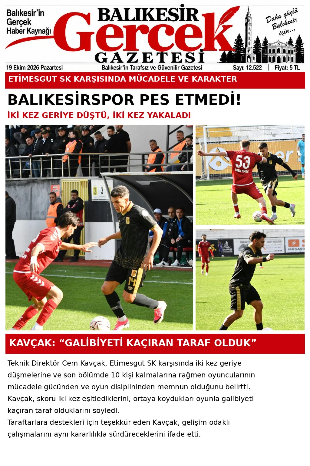 BALIKESİRSPOR PES ETMEDİ